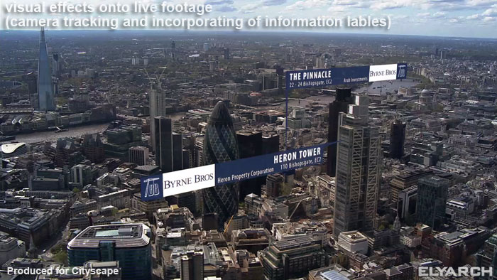 visual effects onto live footage:London iconic buildings labels