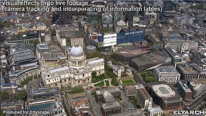 visual effects onto live footage:London iconic buildings labels