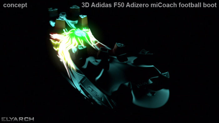 3D render of Adidas F50 Adizero miCoach football boot