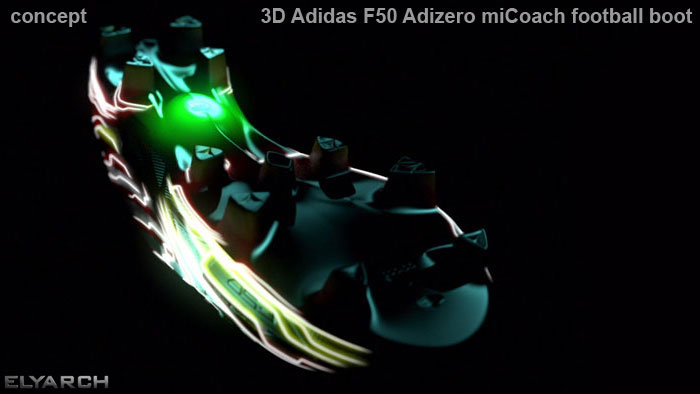 3D render of Adidas F50 Adizero miCoach football boot