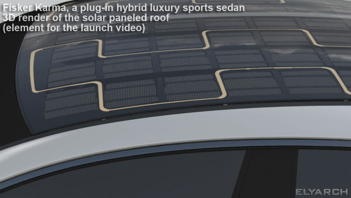 3D render of the solar paneled roof/Fisker Karma