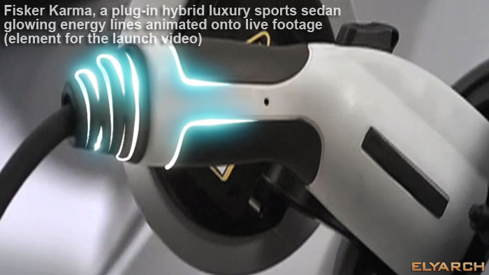 glowing energy lines onto live footage/Fisker Karma