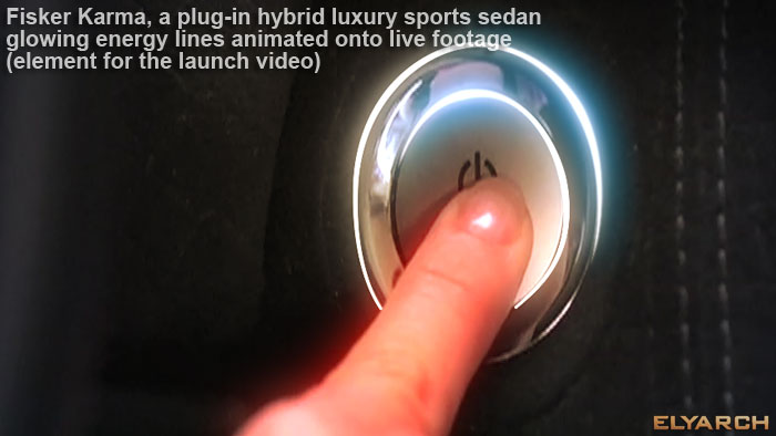 glowing energy lines onto live footage/Fisker Karma