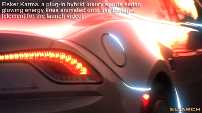 glowing energy lines onto live footage/Fisker Karma