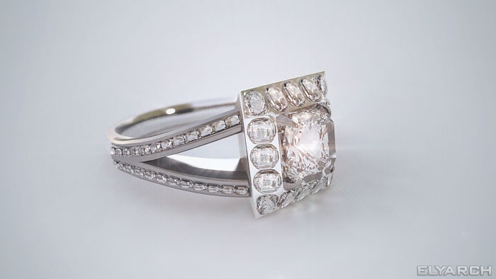 3D render of diamond whote gold ring