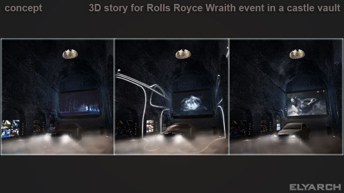 3D concept for Rolls Royce luxurious experience in a castle vault